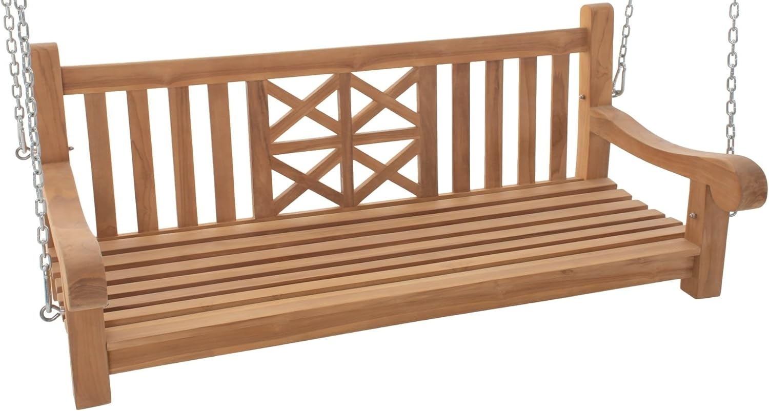 CLP Schaukelbank Farm Teakholz wetterfest mit Befestigungsmaterial,teak 150 cm Bild 1