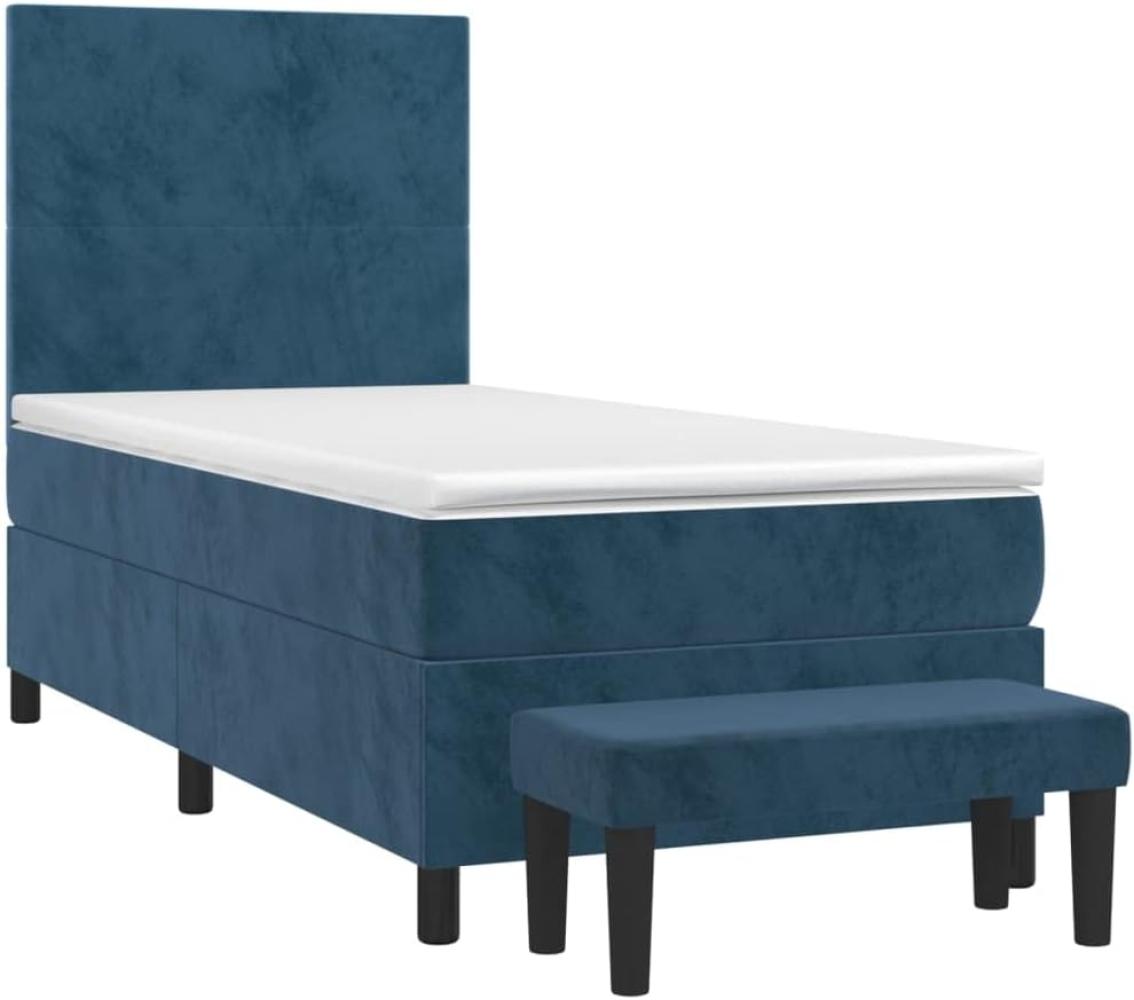 vidaXL Boxspringbett mit Matratze Dunkelblau 90x200 cm Samt 3137705 Bild 1