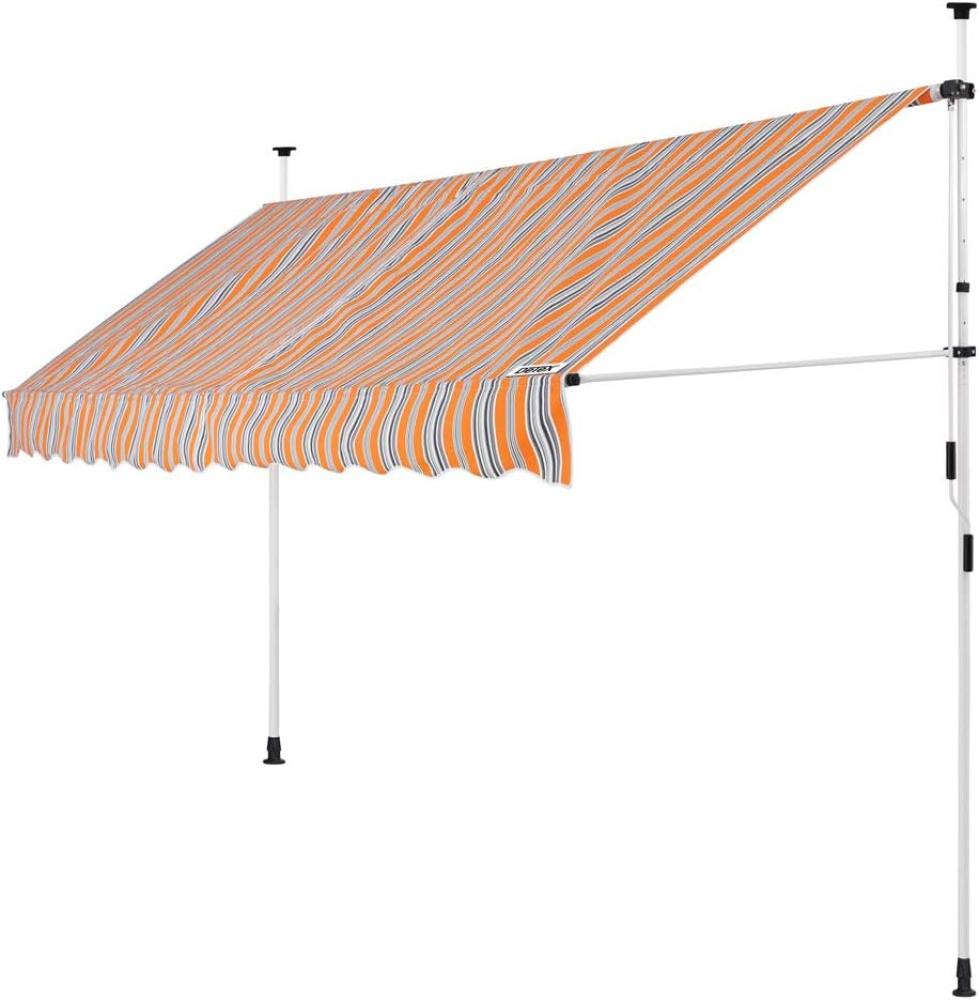 Detex Markise Balkonmarkise Klemmmarkise 150 - 400cm Sonnenmarkise UV- und witterungsbeständig 400cm, Gelb, Blau höhenverstellbar Bild 1