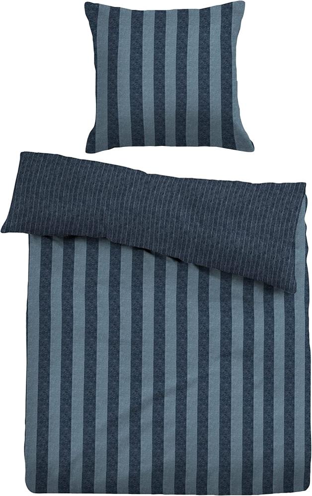 Tom Tailor Melange Flanell Bettwäsche Matteo | 155x200 cm + 80x80 cm | jeans Bild 1