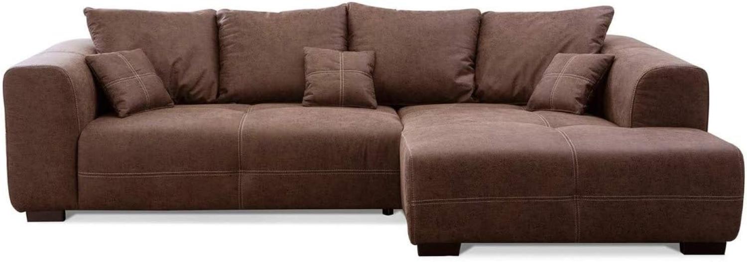 CAVADORE Ecksofa Mavericco inkl. Kissen / XXL-Eckcouch im modernen Design / Longchair rechts / 285 x 69 x 170 / Lederoptik cognac Bild 1