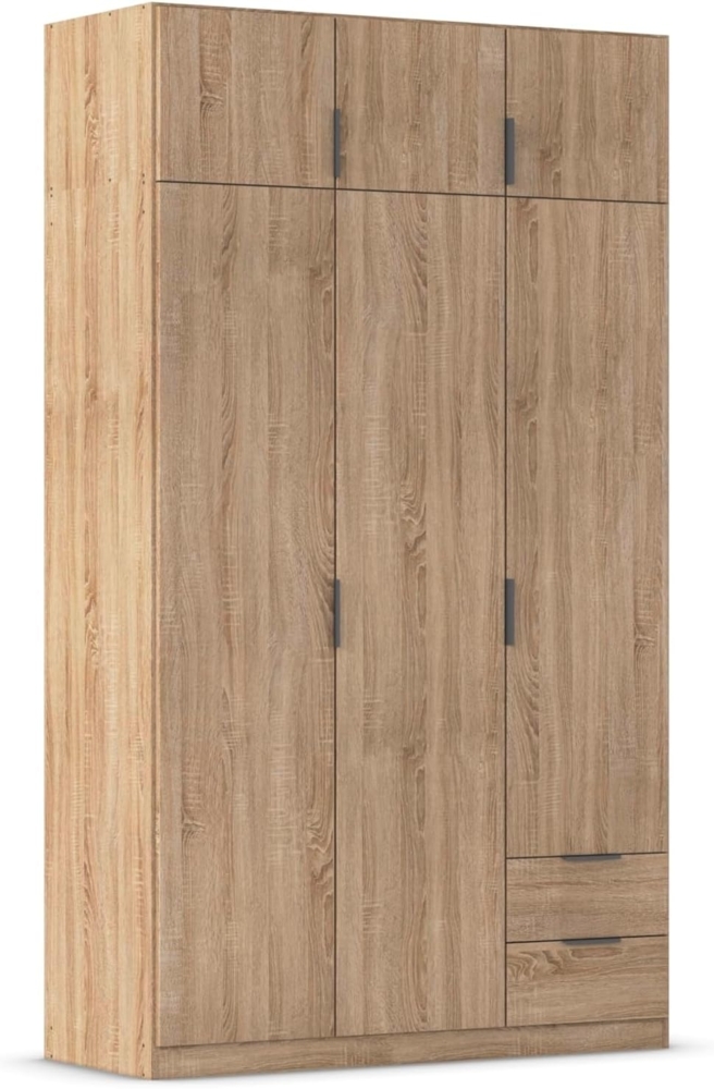 Rauch Möbel Lagoa, Kleiderschrank, Garderobe für Schlafzimmer, Kinderzimmer, Jugendzimmer 6-türig, 2 Schubladen, mit Zubehör Classic, Farbe Eiche Sonoma, Holz, Breite 136 cm Bild 1
