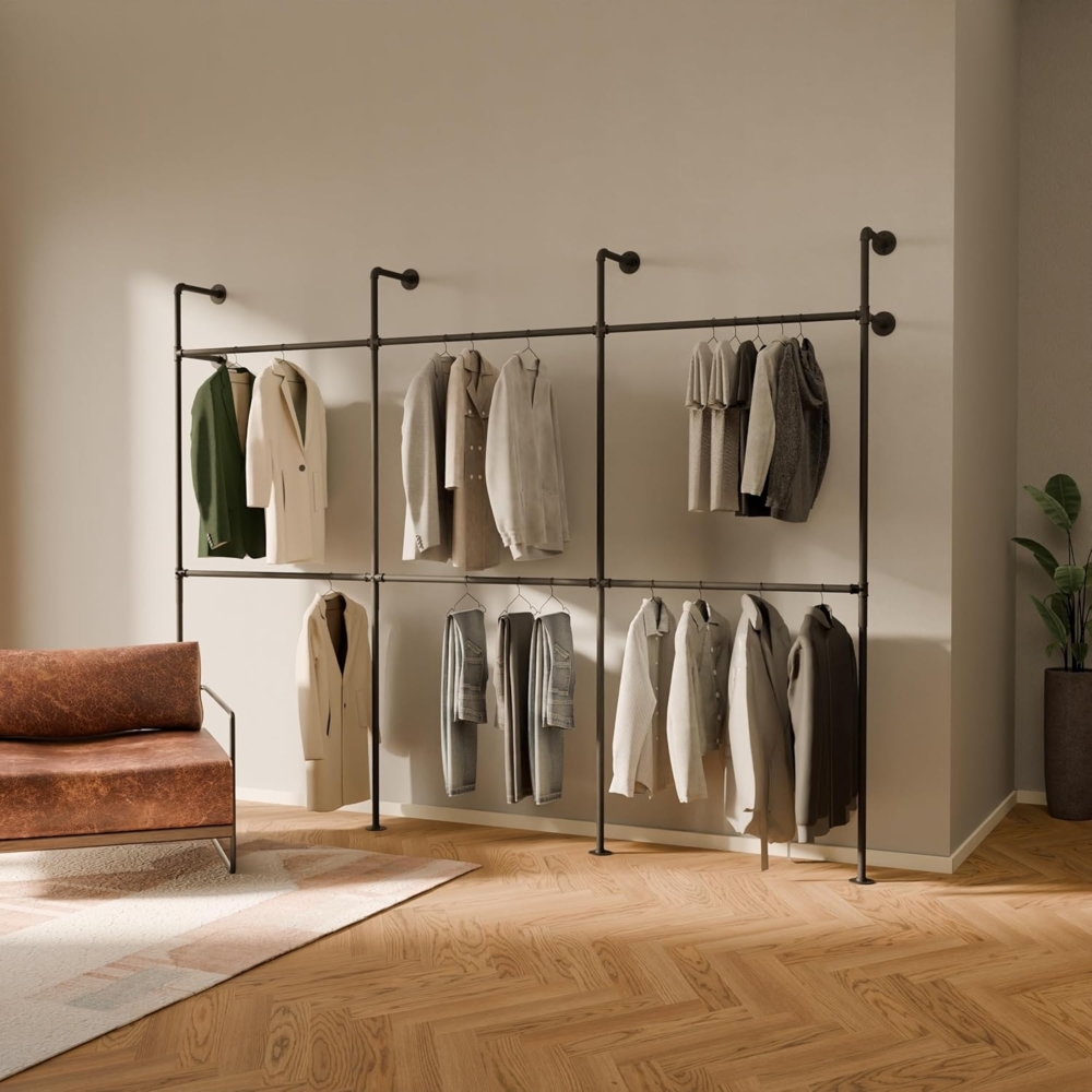 pamo. design Kleiderständer KIM DOUBLE, Offener Kleiderschrank aus Wasserrohren Bild 1