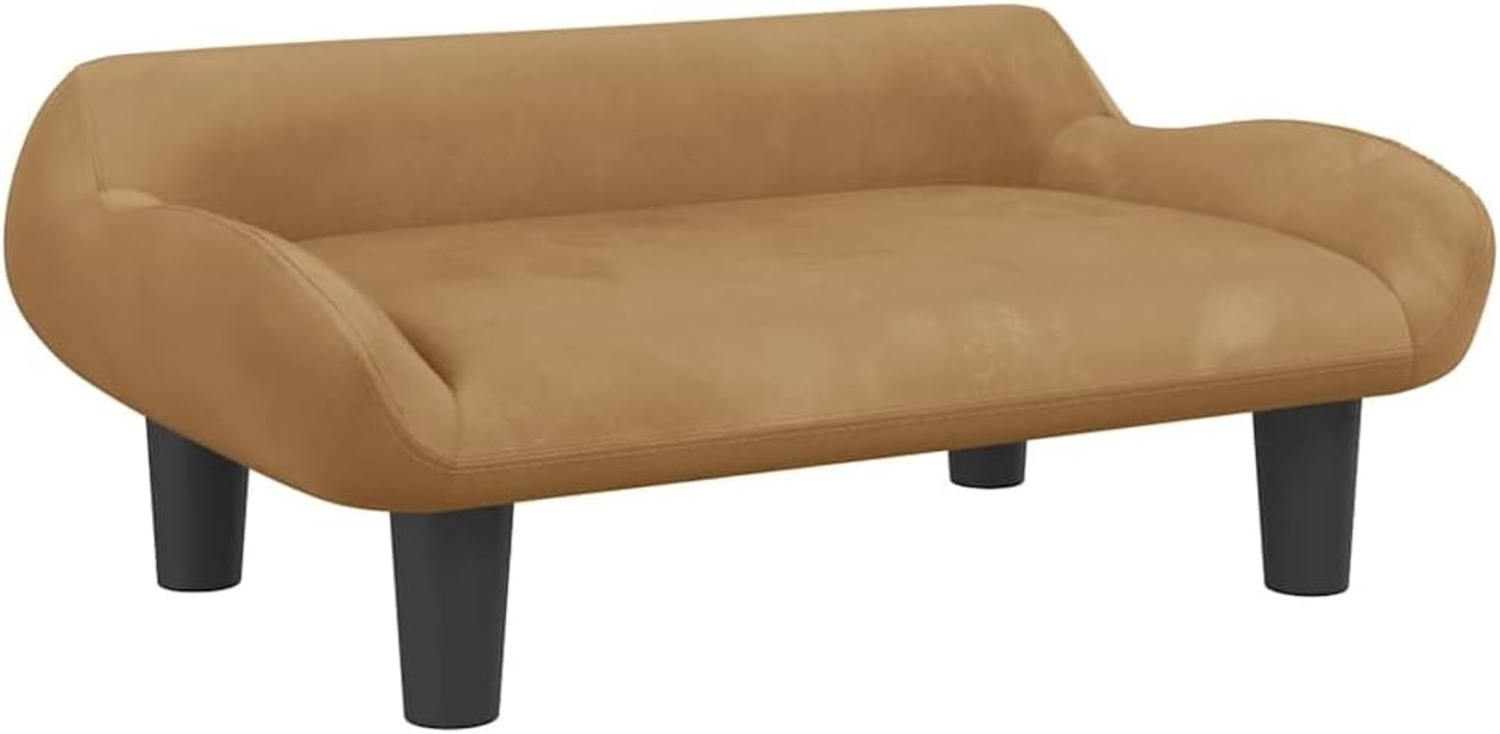 vidaXL Kindersofa 70 x 40 x 24 cm Samt, Braun Bild 1