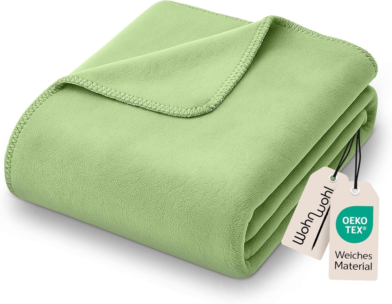 WOHNWOHL Kuscheldecke 150x200 cm • weiche Tagesdecke • Sofadecke • Wohndecke • Winterdecke • Ökotex Zertifizierte Baumwolldecke • Farbe: Grün Bild 1