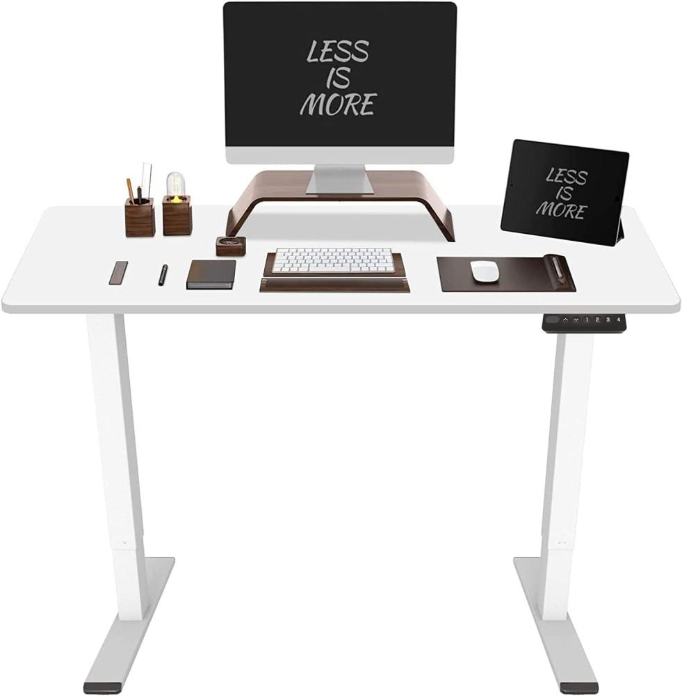 Flexispot Hemera Höhenverstellbarer Schreibtisch (140x70 cm), Mit Memory-Steuerung und Softstart/-Stop& integriertes Anti-Kollisionssystem, Weiß Gestell + Weiß Tischplatte Bild 1