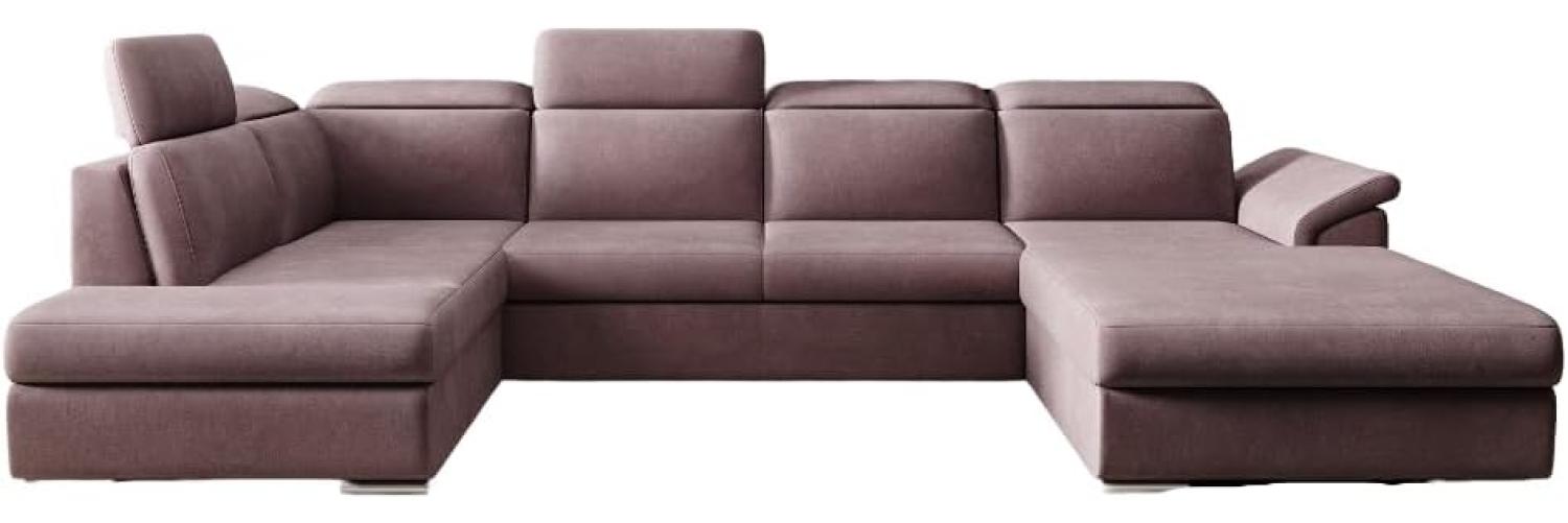 Designer Sofa Emiliano mit Schlaf- und Klappfunktion Samt Rosé Rechts Bild 1