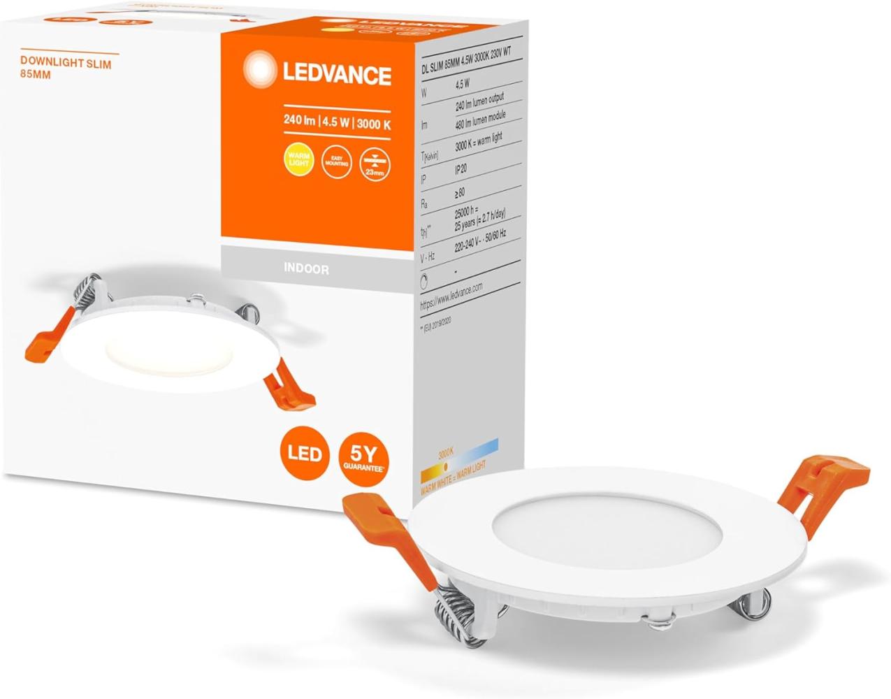 LEDVANCE RECESS SLIM DOWNLIGHT 85mm 4. 5W 3000K Bild 1