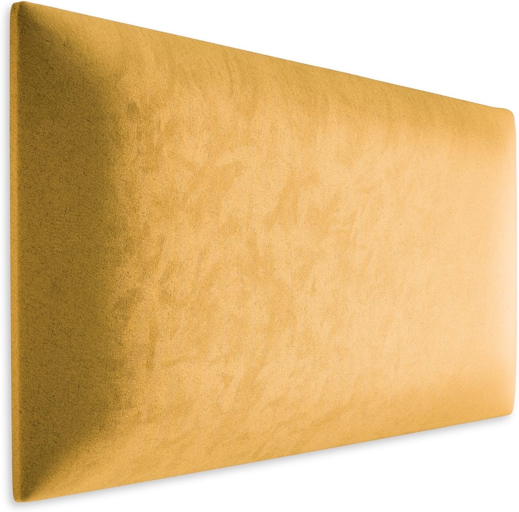 Muralo Wandkissen Polsterpaneel für Schlafzimmer und Wohnzimmer Wandpolster Bettkopfteil Lendekissen Modern Luxus Paneel Gepolstert (60x30 cm, Gelb) Bild 1