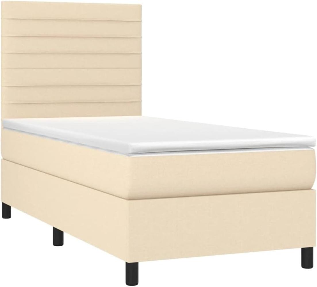 vidaXL Boxspringbett mit Matratze Creme 90x200 cm Stoff, Härtegrad: H2 [3141830] Bild 1