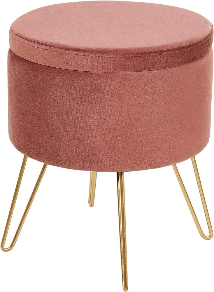 Pouf SILAS Rosa Samtstoff 42 cm 42 cm Bild 1