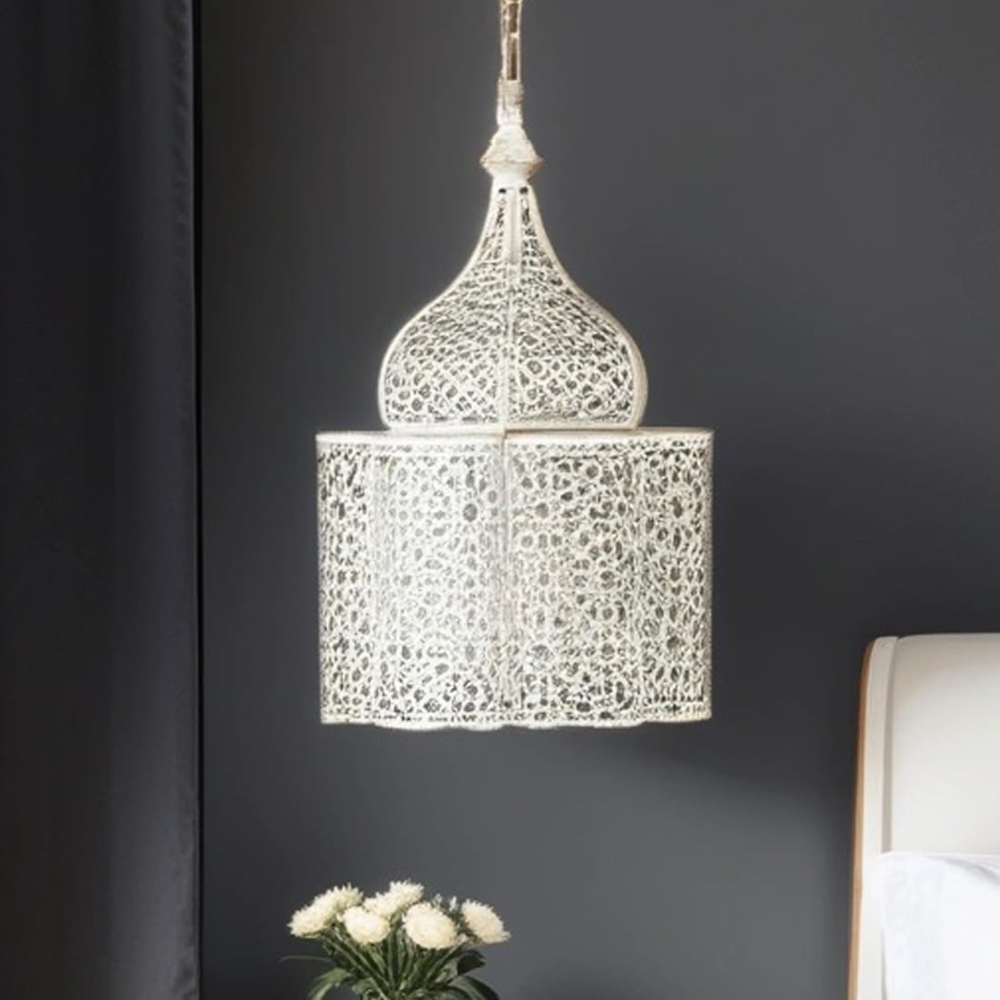 Marrakesch Orient & Mediterran Interior Pendelleuchte Orientalische Lampe Pendelleuchte Feryal Weiss, Handarbeit Bild 1