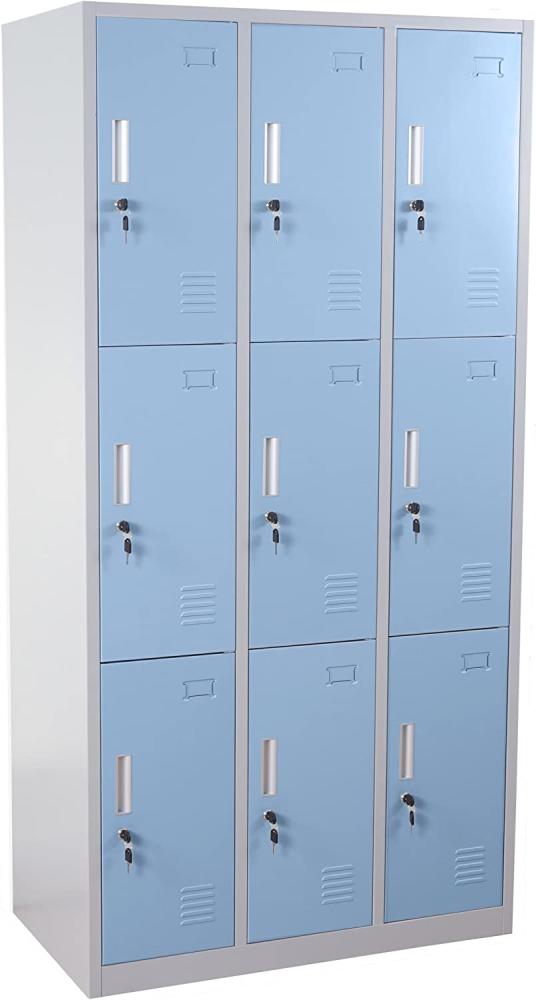 Schließfach Boston T829, Schließfachschrank Wertfachschrank Spind, Metall 9 Fächer ~ blau Bild 1