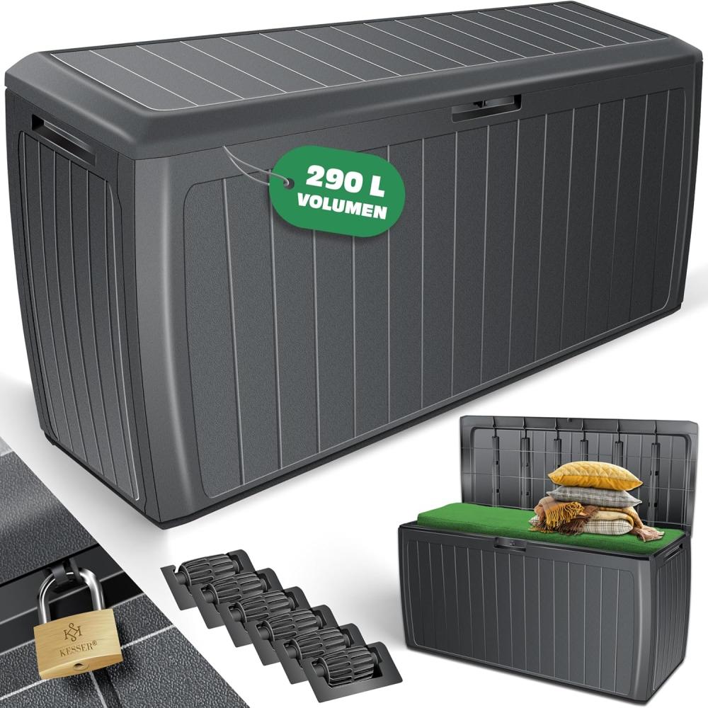 KESSER® Auflagenbox Kissenbox 290 Liter mit abschließbarem Deckel Haltegriffe Gartenbox Anthrazit Bild 1