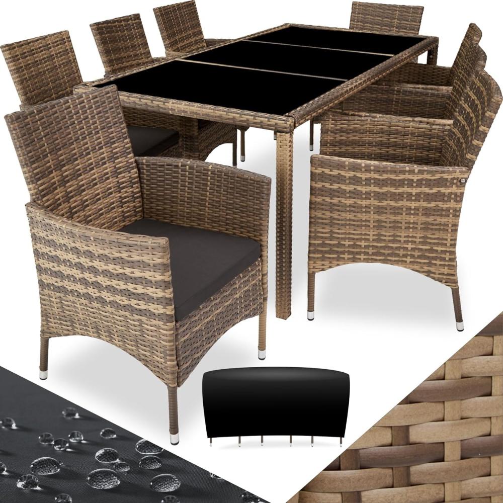 tectake Sitzgruppe Rattan Sitzgruppe, (Set, 9-tlg), für 8 Personen Bild 1