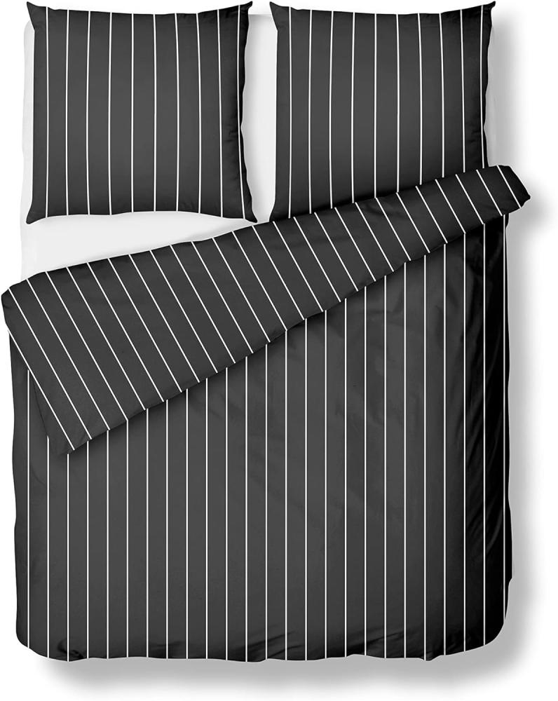 Mako Satin Bettwäsche Urban Stripe anthrazit 155x220 + 80x80 Bild 1