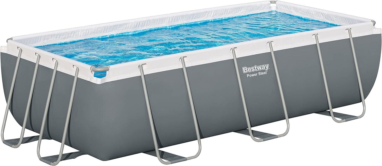Power Steel Frame Pool 404X201X100 Dunkelgrau 13X6Ft Bestway 6In1 + Pumpe + Leiter Bild 1