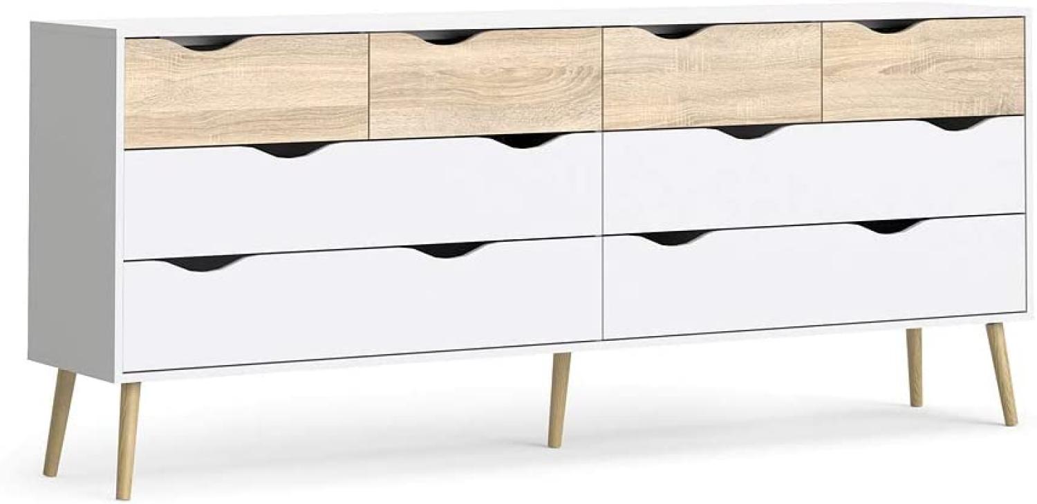 Kommode NAPOLI Sideboard Anrichte Schrank Highboard weiß/Eiche Dekor Landhaus Bild 1