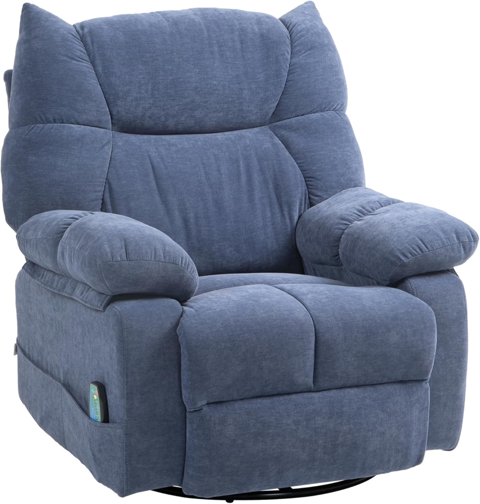 HOMCOM Massagesessel Fernsehsessel, TV-Sessel, 360° drehbar (Ruhesessel, 1-St, Relaxsessel), für Wohnzimmer, Blau Bild 1