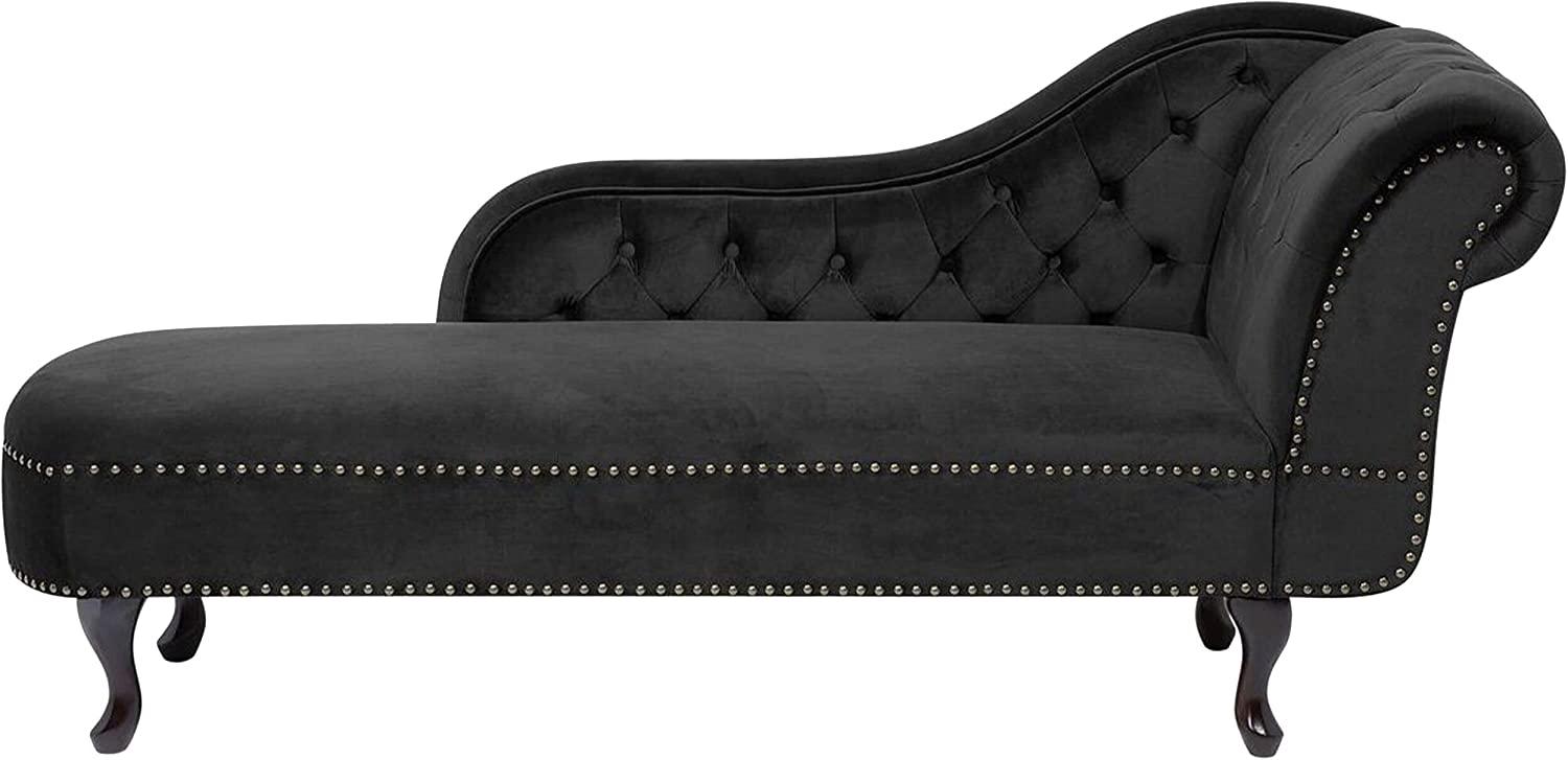 Chaiselongue Samtstoff schwarz rechtsseitig NIMES Bild 1