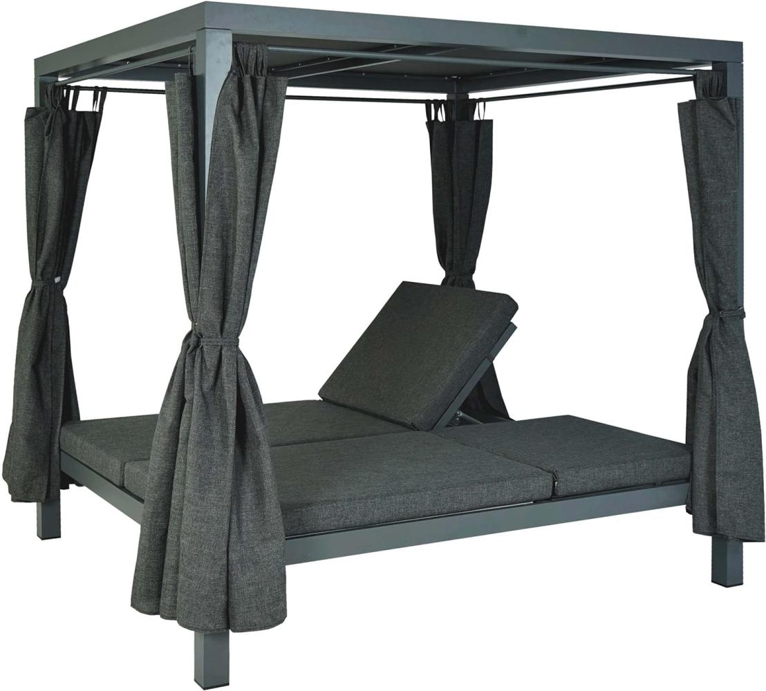 Lounge-Gartenliege HWC-J66, XL Sonnenliege Bali-Liege Doppelliege Outdoor-Bett, 10cm-Polster aus Olefin Alu ~ anthrazit Bild 1