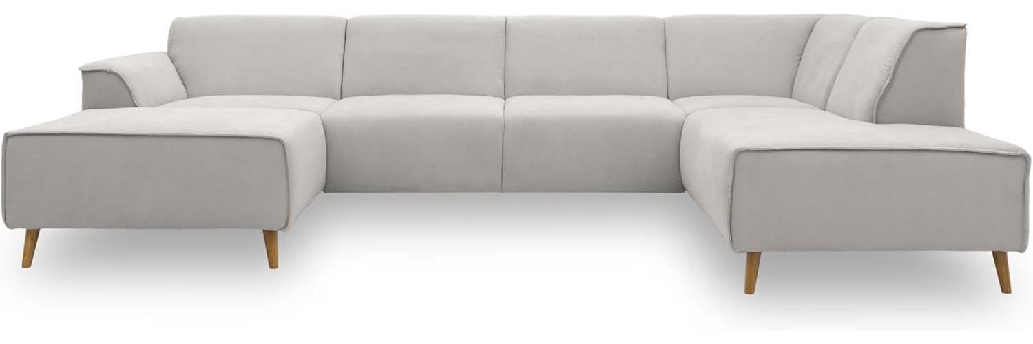 DOMO Collection Jules Wohnlandschaft, Skandinavisches Sofa mit Federkern, Couch in U-Form, hellgrau, 159 x 333 x 191 cm Bild 1