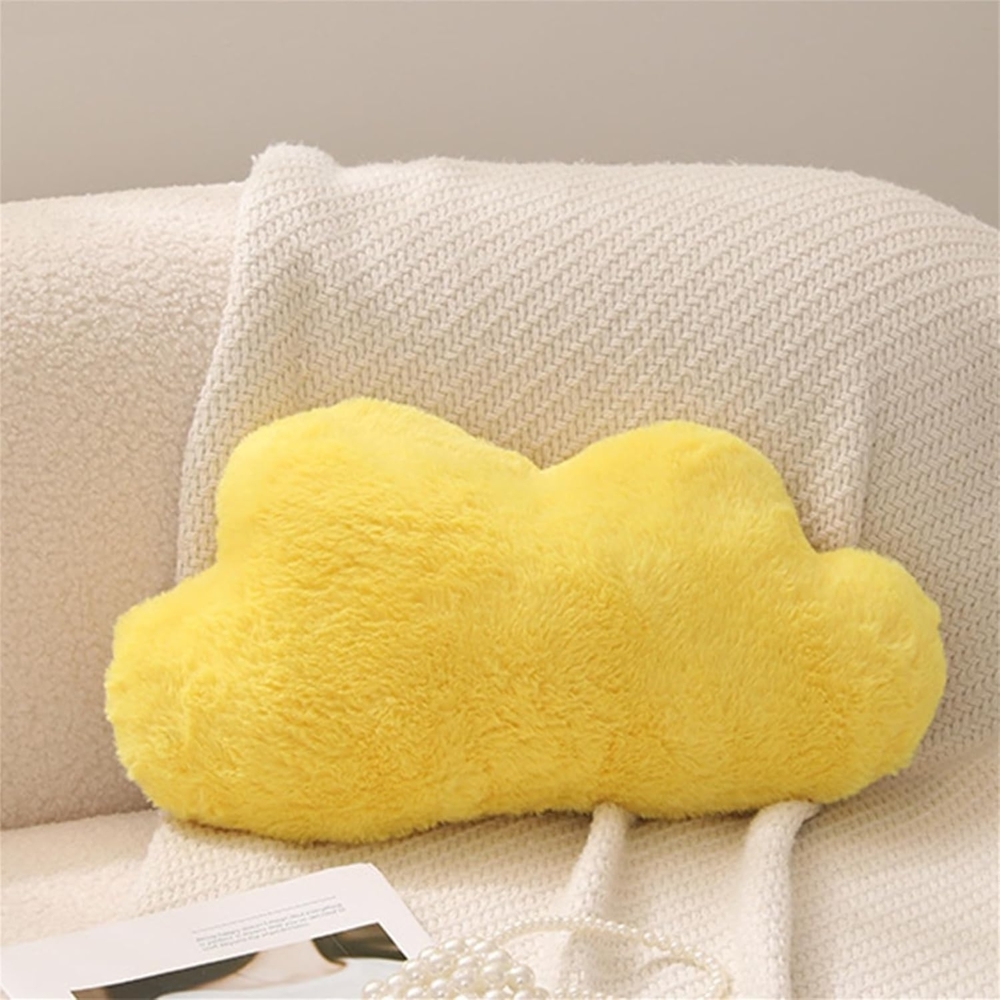 Kuschelkissen Kinder Sternkissen Weiche Flauschige Mond Wolken Sternform Zierkissen Sofakissen, Plüsch Kissen Dekokissen für Kinderzimmer Schlafzimmer Deko (Gelbe Wolke 44 cm) Bild 1