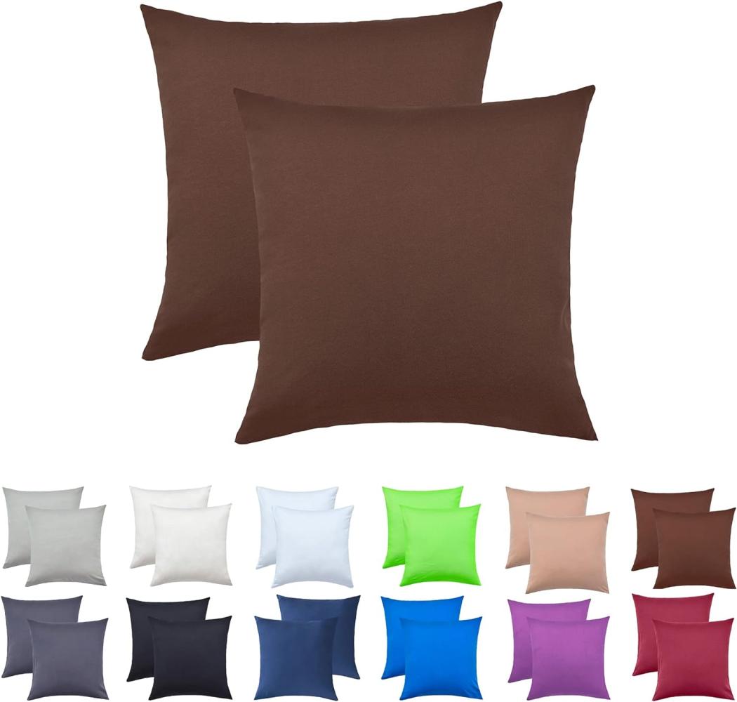 NatureMark 2er Pack Jersey Kissenbezug Kissenhülle Kissenbezüge Seitenschläferkissen Nackenkissen viele Größen und Farben ÖKO-TEX (80 x 80 cm, Schoko braun) Bild 1