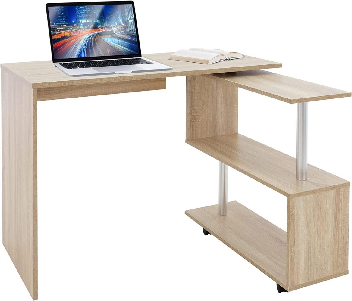 ML-DESIGN Schreibtisch Eckschreibtisch drehbar 90° mit 4 leichtgängige Rollen Computertisch, Arbeistisch Bürotisch PC Tisch Winkelschreibtisch L-Form 150x88x75cm Bild 1