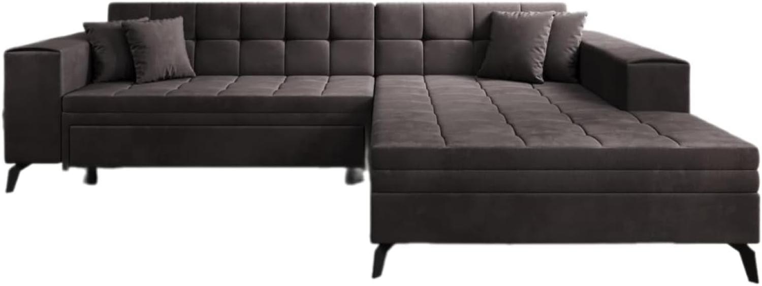 Designer Sofa Frida mit Schlaffunktion Samt Dunkelbraun Rechts Bild 1