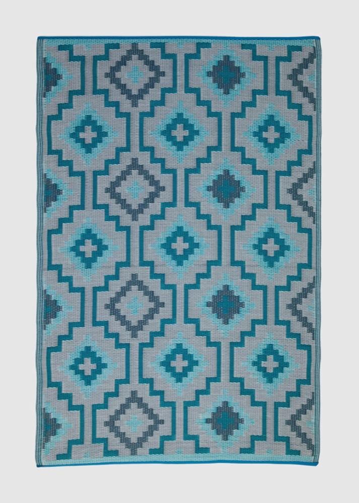 Fab Hab Lhasa Outdoorteppich 240 x 300 cm Teal aus recyceltem Plastik türkis Bild 1