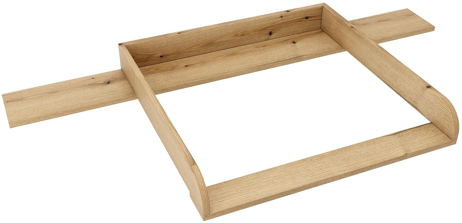 regalik Wickelaufsatz mit Platte für Hemnes von IKEA, Wickeltischaufsatz für 50x160 cm Kommoden, Abnehmbar Wickelkommode aufsatz, Abgerundeten Frontplatten, Oak Bild 1