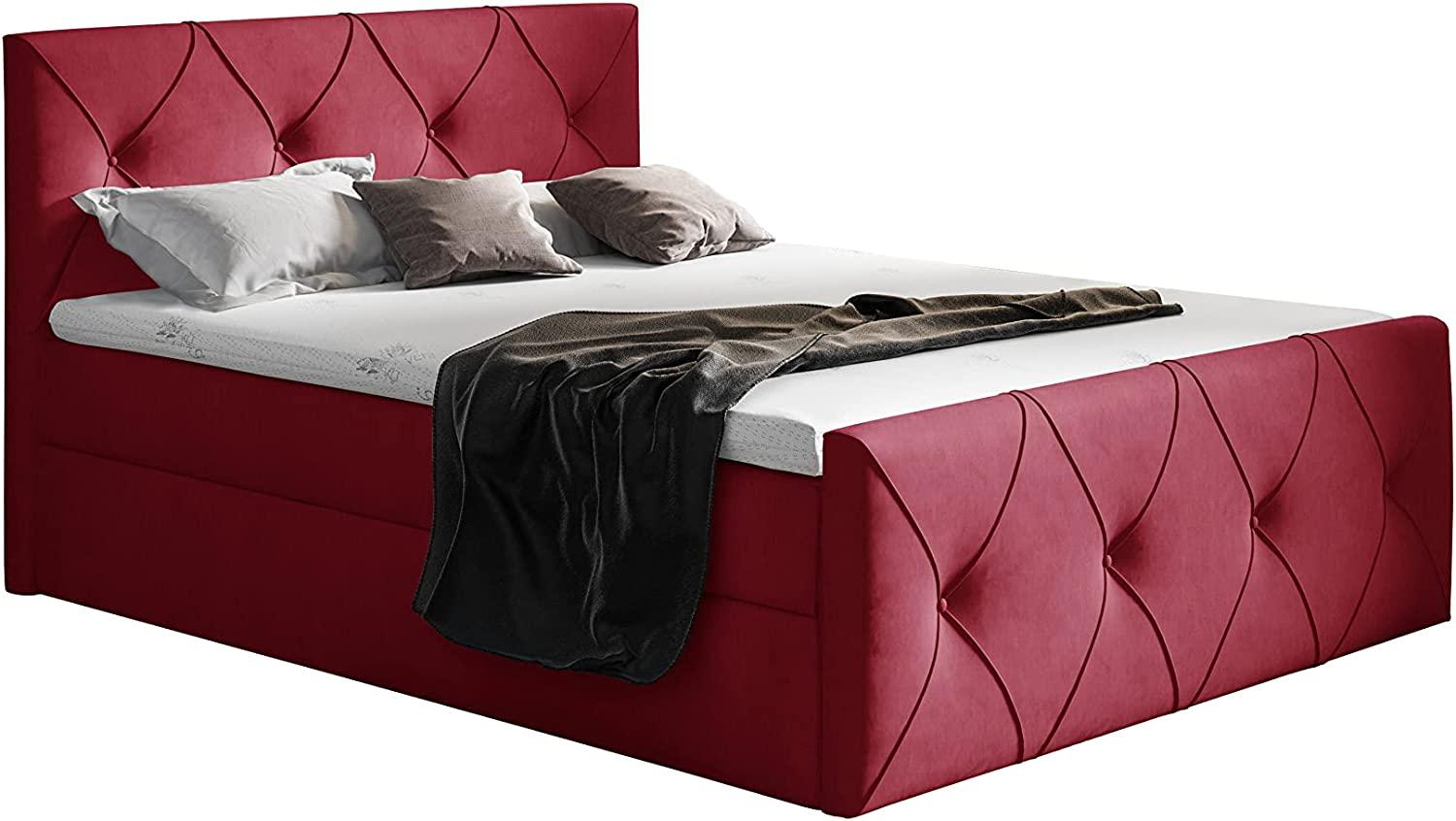 99rooms Arian Lux Boxspringbett Velours 200 x 200 cm Bordeaux Bild 1