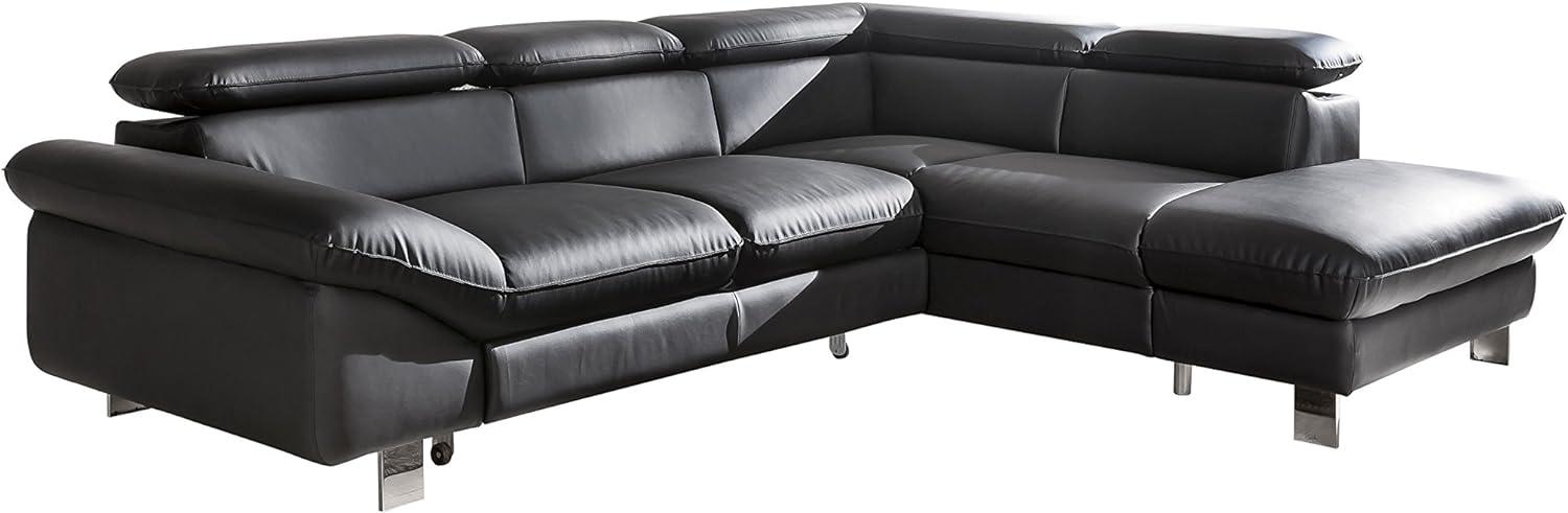 Mivano Ecksofa Driver in modernem Design / Ledersofa in L-Form mit Ottomane rechts / Inkl. verstellbare Kopfstützen / 266 x 73 x 214 / Kunstleder schwarz Bild 1