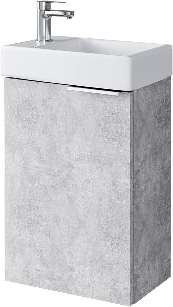 Planetmöbel Waschtisch mit Unterschrank 40 cm Waschbecken Bad Gäste WC, Beton Optik Bild 1