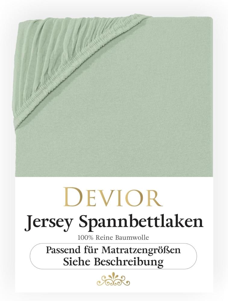 Devior Spannbettlaken 180x200 - 200x220 Boxspringbett und Wasserbett 100% Baumwolle, Jersey, Gummizug: Rundumgummizug, Bettlaken bis 32cm Matratzenhöhe Bezug 200x220 Bild 1