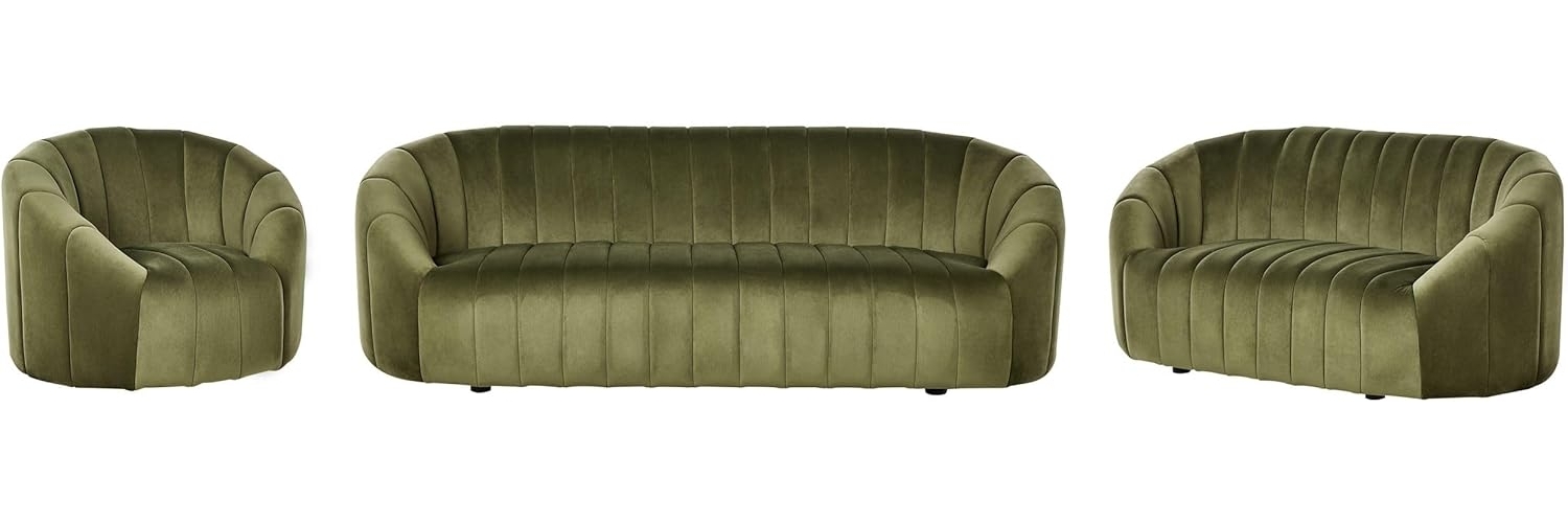 Sofa Set Samtstoff dunkelgrün 6-Sitzer MALUNG Bild 1