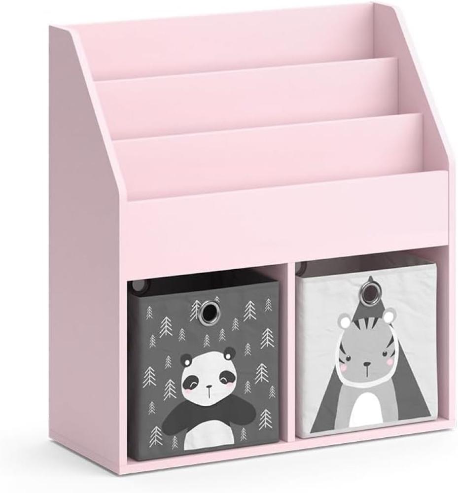 Vicco Kinderbücherregal Luigi 72 x 79 cm, Rosa, Kinderzimmerregal, mit Faltboxen Bild 1