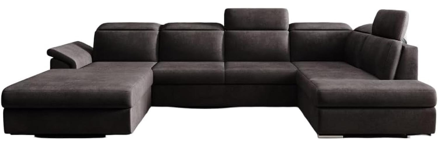 Designer Sofa Emiliano mit Schlaf- und Klappfunktion Samt Dunkelbraun Links Bild 1