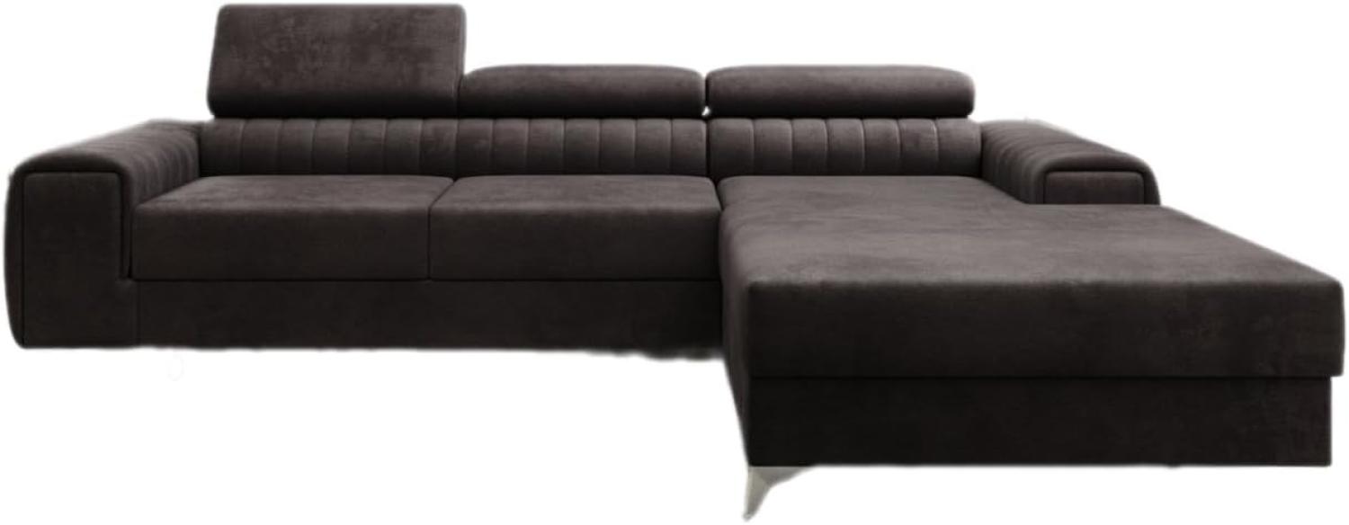 Designer Sofa Melinda mit Schlaf- und Klappfunktion Samt Dunkelbraun Rechts Bild 1