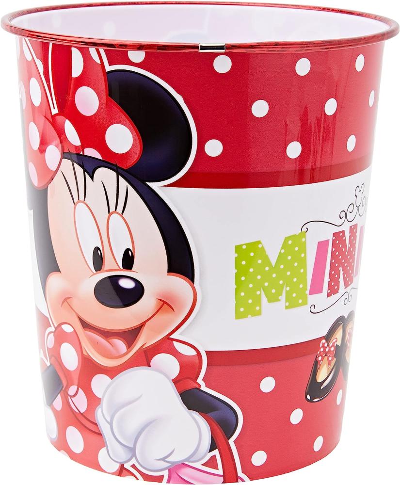 Papierkorb fürs Kinderzimmer aus Kunststoff Zeichentrickfiguren Motiv Ø21cm Minnie! Bild 1