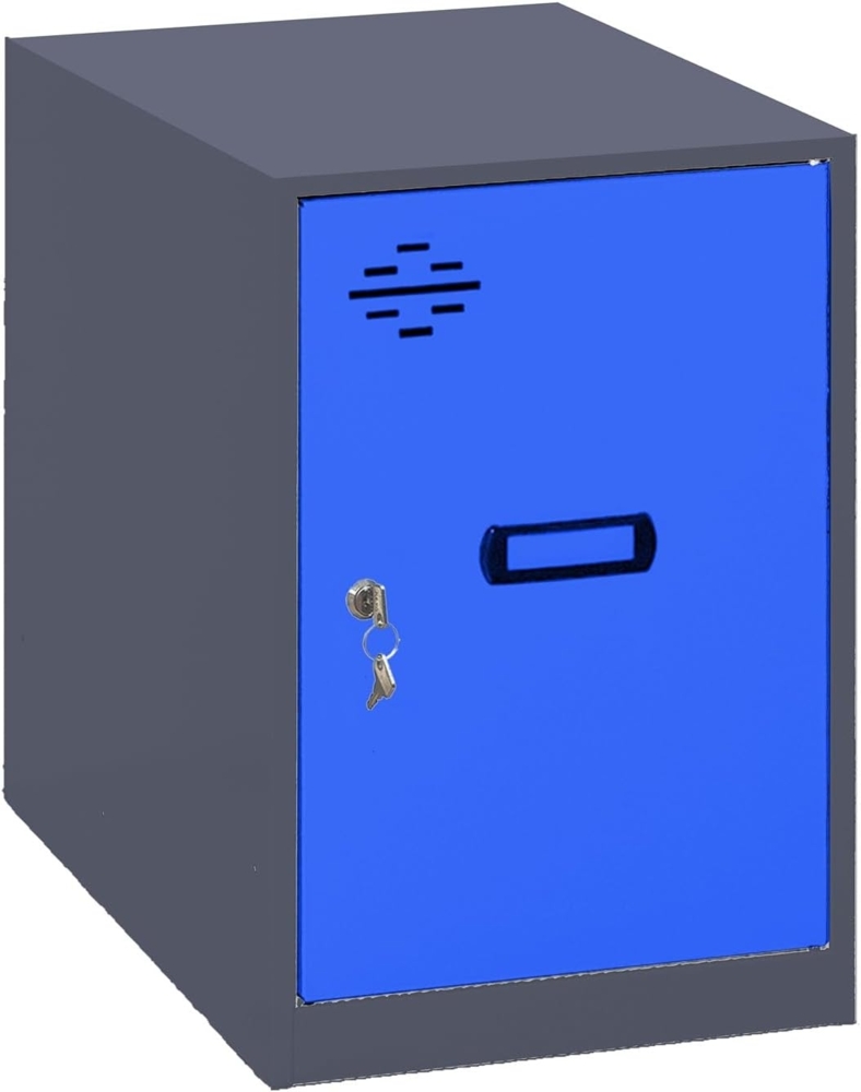 Simon Rack Simonlocker Kommode, klein, 475 x 300 x 500 mm, Amario aus Metall, mit Schlüssel, Anthrazit/Blau Bild 1