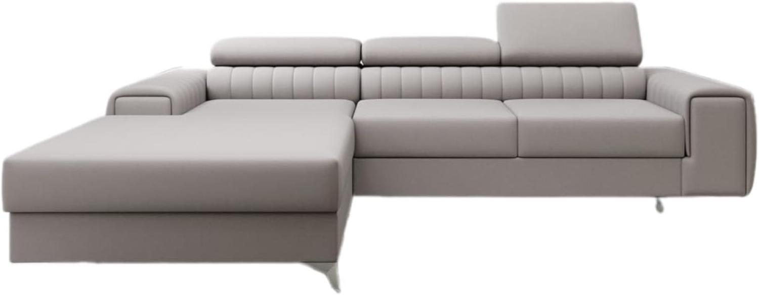 Designer Sofa Melinda mit Schlaf- und Klappfunktion Stoff Beige Links Bild 1