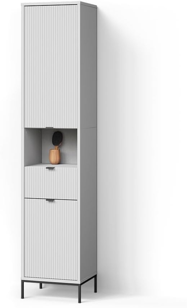 Livinity® Hochschrank ATERNO, Weiß, 40 x 190 cm mit Türen, und Schublade Bild 1