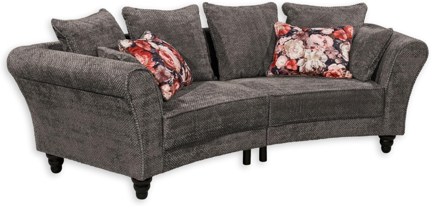 CORINNA Sofa in Ash - Geschwungene Wohnzimmer Couch mit Massivholz Füßen - 290 x 77 x 95 cm (B/H/T) Bild 1