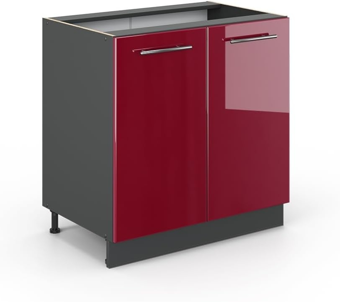 Vicco Unterschrank 80 cm Küchenschrank Hängeschrank Küchenzeile Fame-Line (Bordeaux Hochglanz) Bild 1