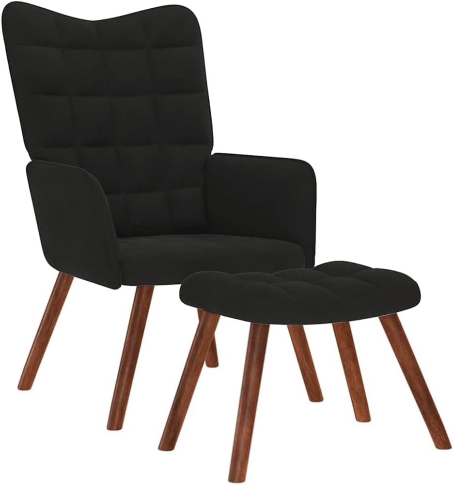 vidaXL Sessel Relaxsessel mit Hocker Schwarz Samt (1-St) Bild 1