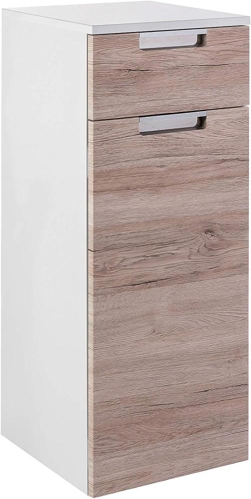 Schildmeyer Rilana 130479 Midischrank, weiß Glanz/Eiche Sanremo Dekor, 88,5 x 33 x 35 cm Bild 1