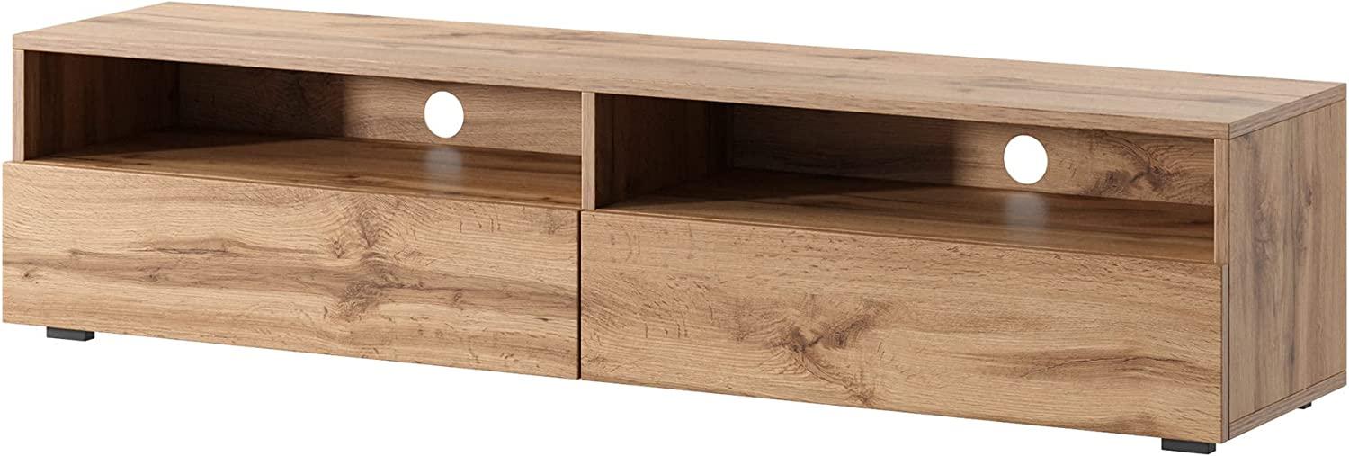 Selsey REDNAW - TV-Schrank/modernes TV-Board für Wohnzimmer, stehend/hängend, 140 cm breit (Wotan Eiche Matt ohne LED) Bild 1