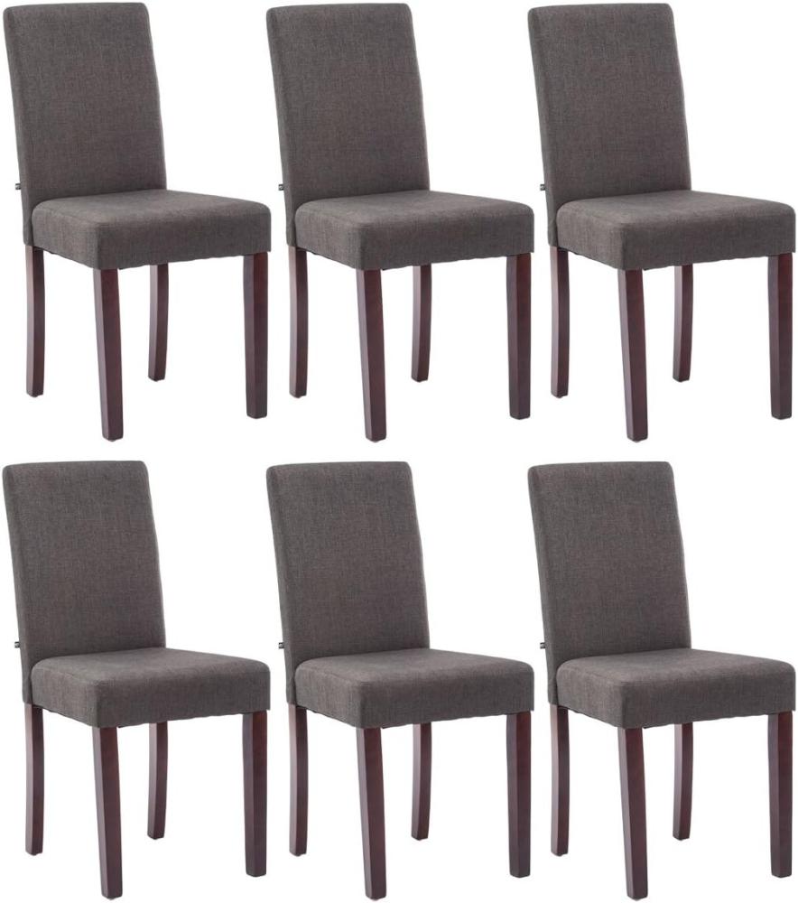 CLP 6er Set Esszimmerstuhl Ina Stoffbezug mit Holzgestell,dunkelgrau cappuccino Bild 1